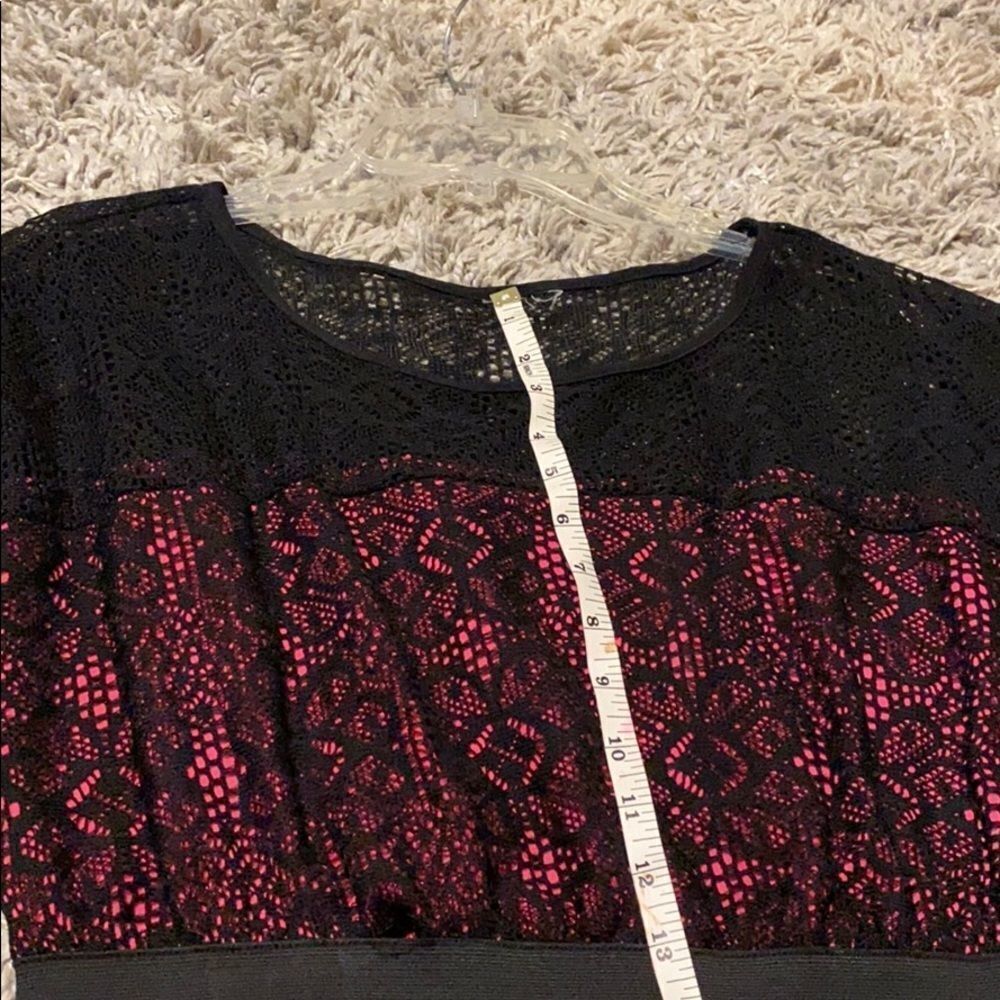 Lace Cocktail Dress Black Lace Deep Pink‎ sz L - Picture 6 of 11